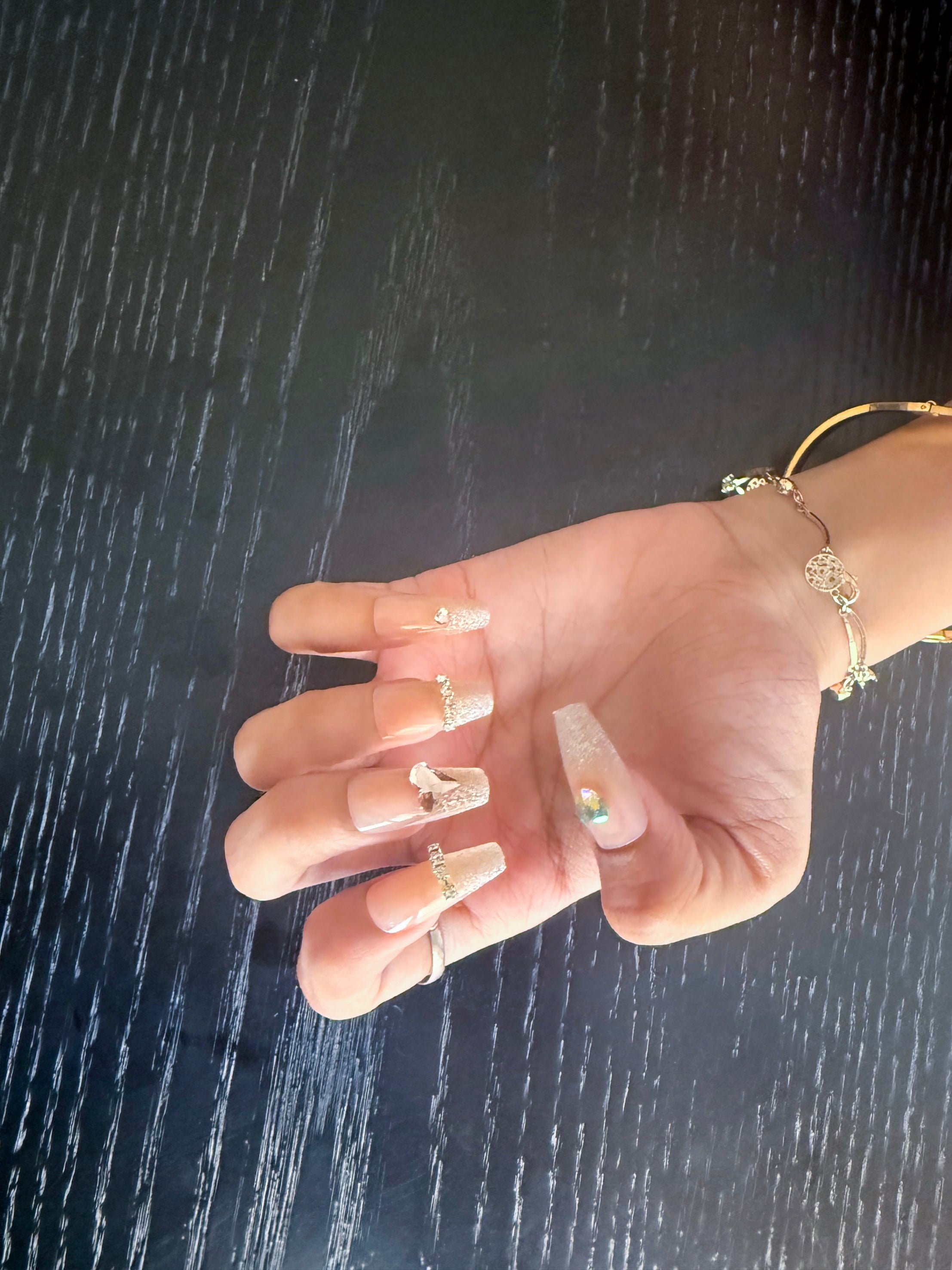 Elegant Long Coffin Press-On Nails – Long-Lasting & Reusable | Aroha.pk