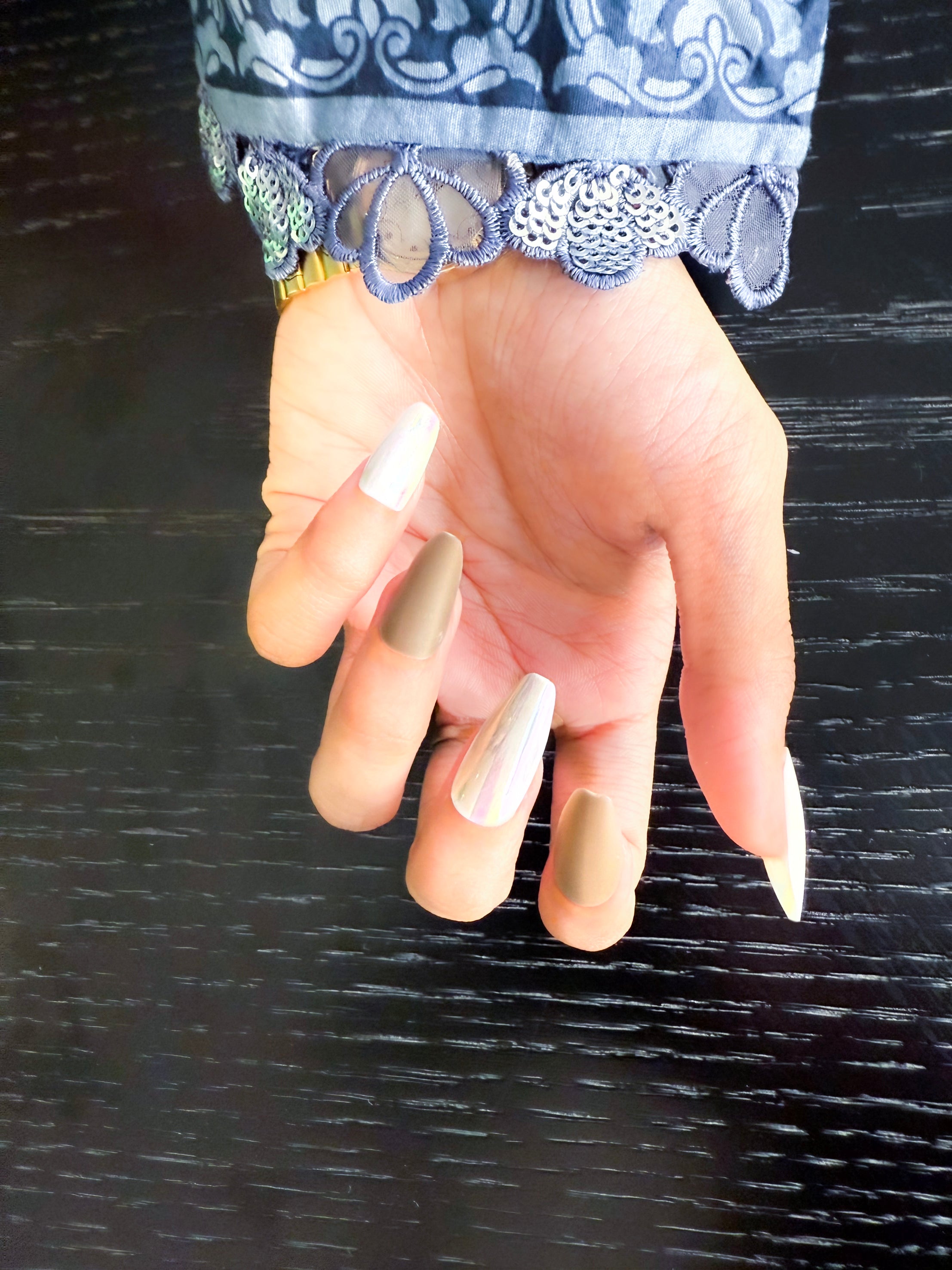 Elegant Almond Press-On Nails – Reusable Luxury | Aroha.pk