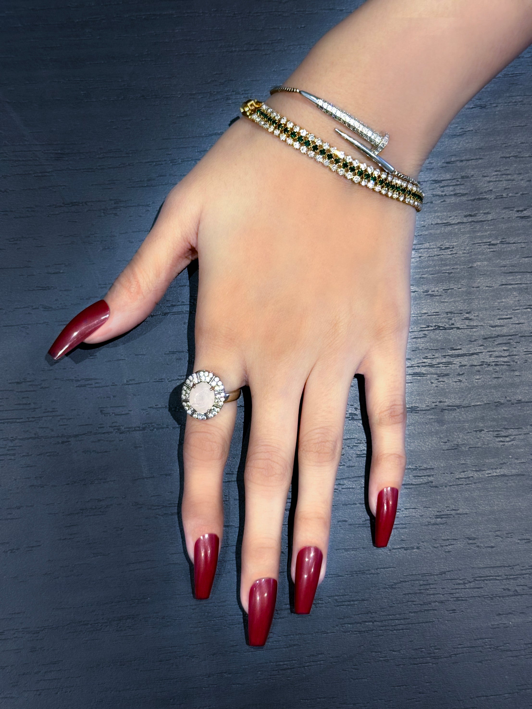 Elegant Long Coffin Press-On Nails – Long-Lasting & Reusable | Aroha.pk