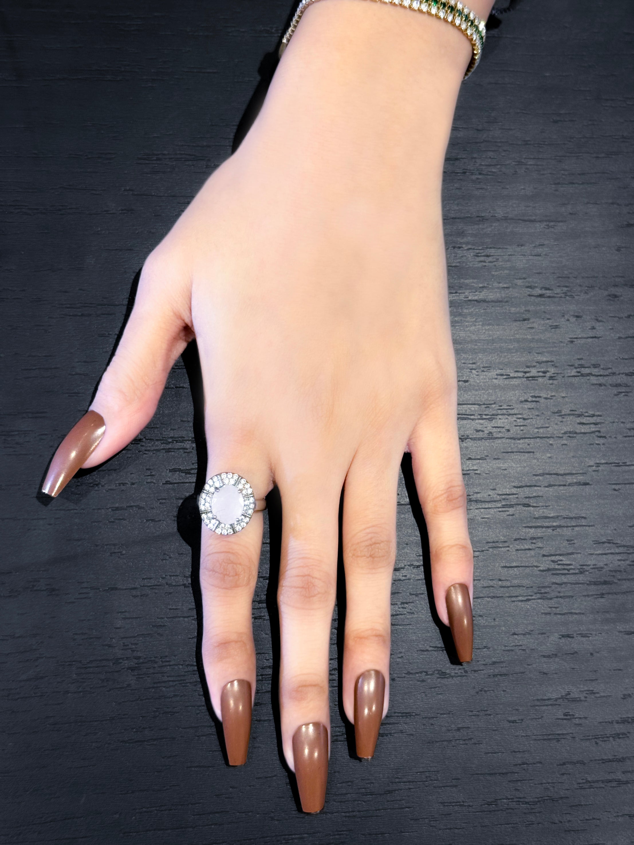 Elegant Long Coffin Press-On Nails – Long-Lasting & Reusable | Aroha.pk