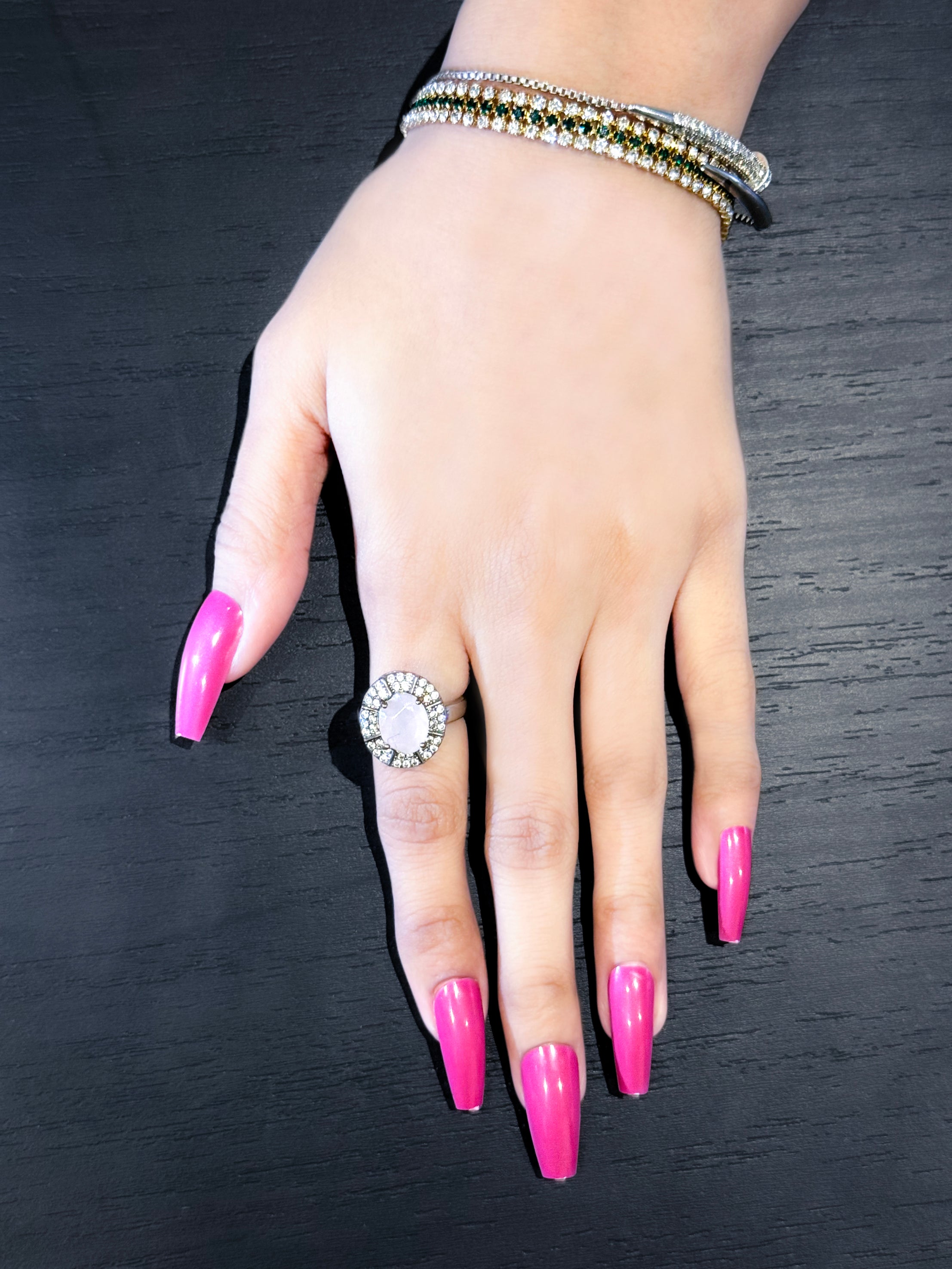 Elegant Long Coffin Press-On Nails – Long-Lasting & Reusable | Aroha.pk