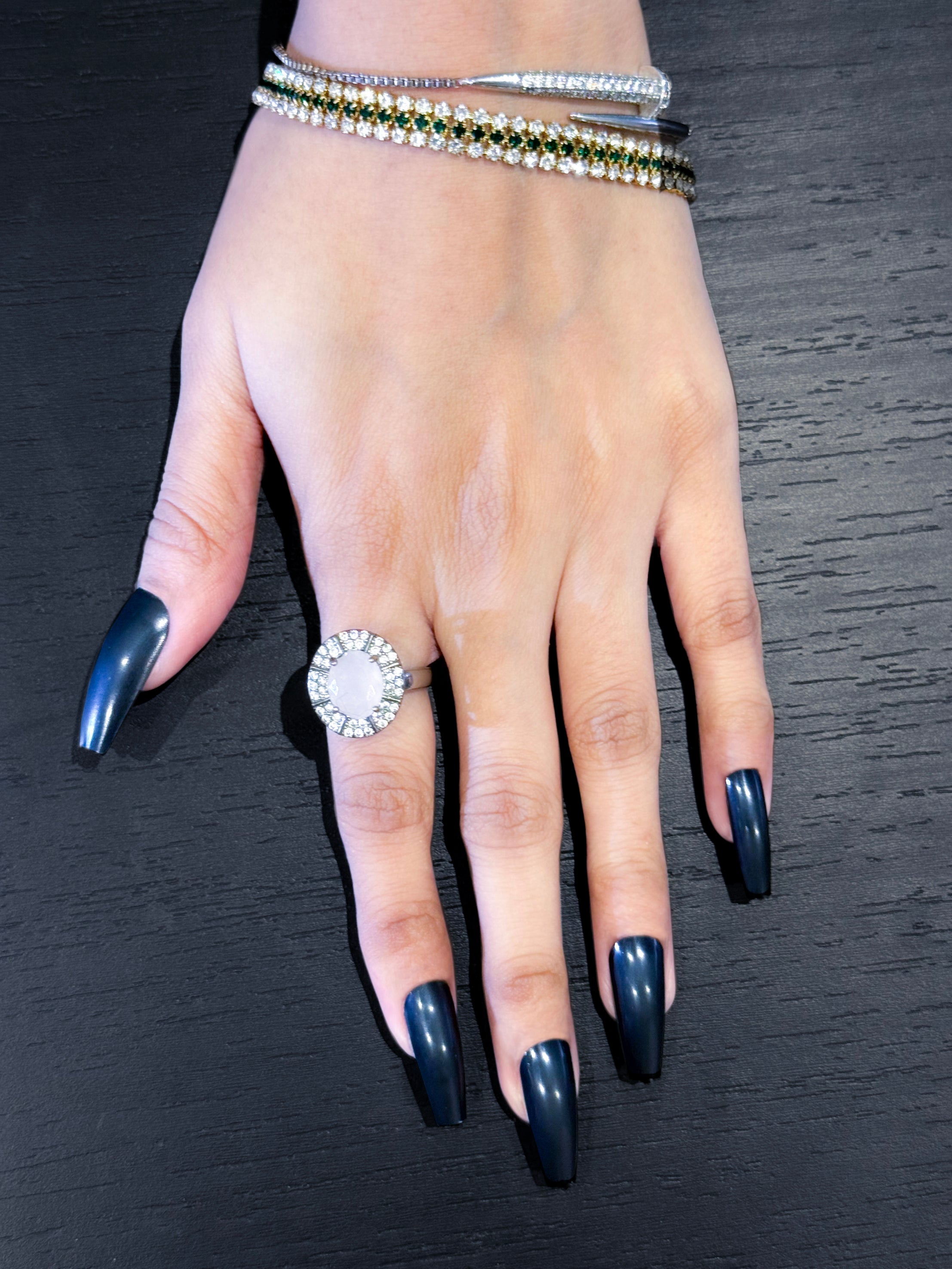 Elegant Long Coffin Press-On Nails – Long-Lasting & Reusable | Aroha.pk