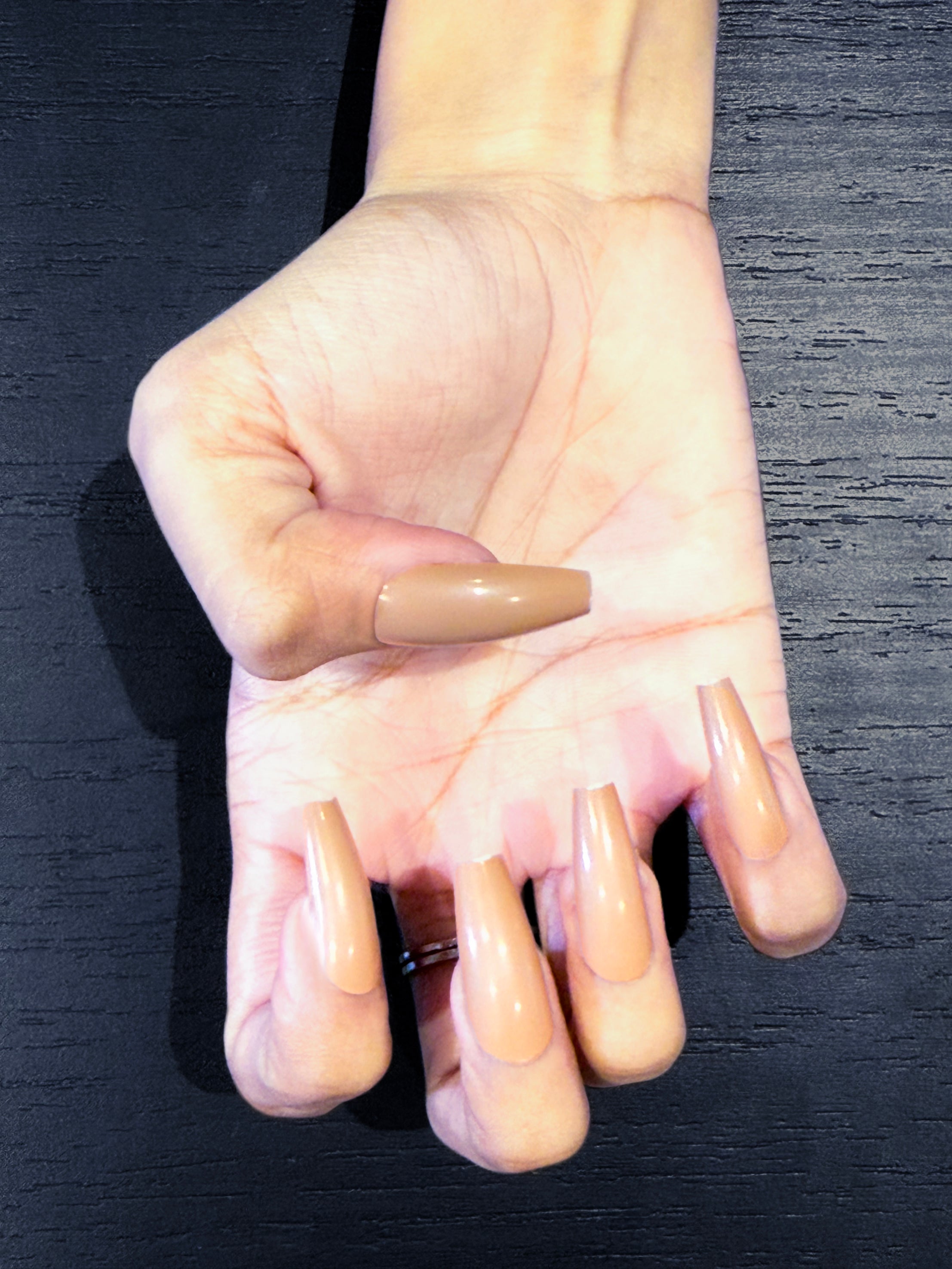 Elegant Long Coffin Press-On Nails – Long-Lasting & Reusable | Aroha.pk